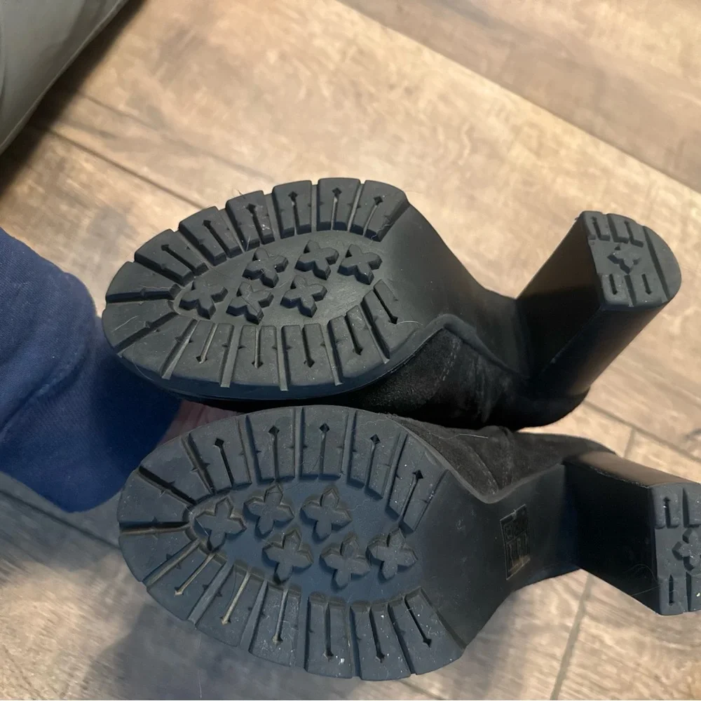 Tory Burch Black Suede Sofia Lug Boots